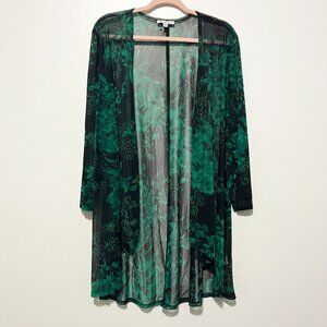 Womens Sheer Mesh Cardigan Kimono PXL Floral Whimsigoth Forest Fairy Mystical